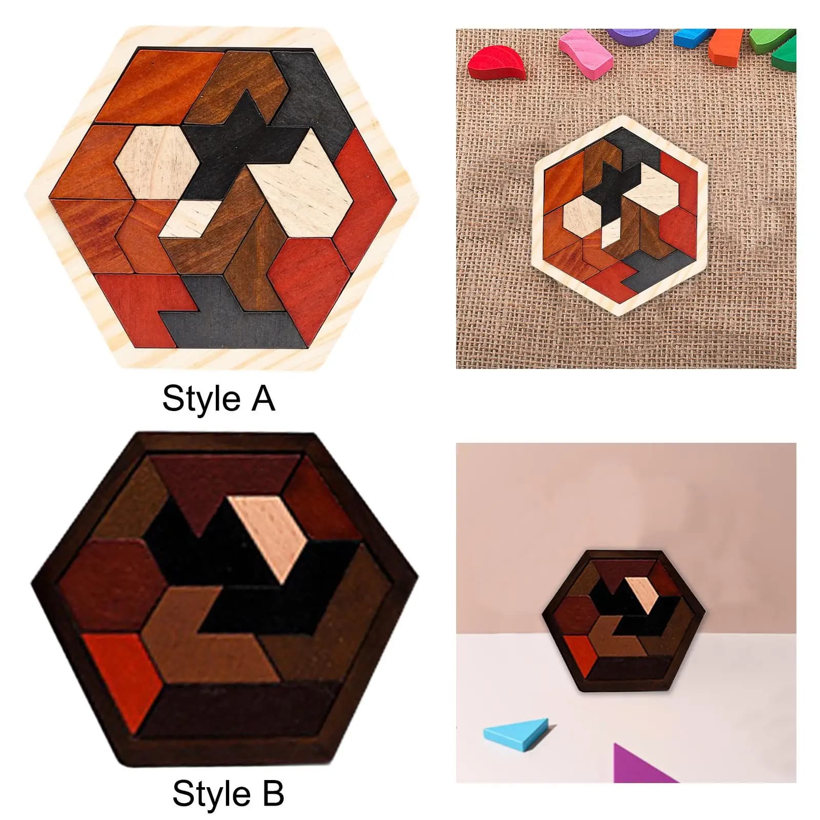 Puzzle Tangram in legno Percezione del colore Impegnativa mente logica Puzzle Forma Modello Blocco per bambini Adulti Ragazzi Ragazze in età prescolare