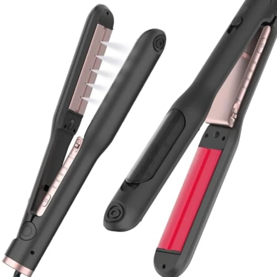 Piastra a Vapore e Arricciacapelli - Piastra per Capelli da 1,25 Pollici per Tutti i Tipi di Capelli con Temperatura Regolabile 284°F ° F-410 ° Riscaldamento Rapido in 30 Secondi B
