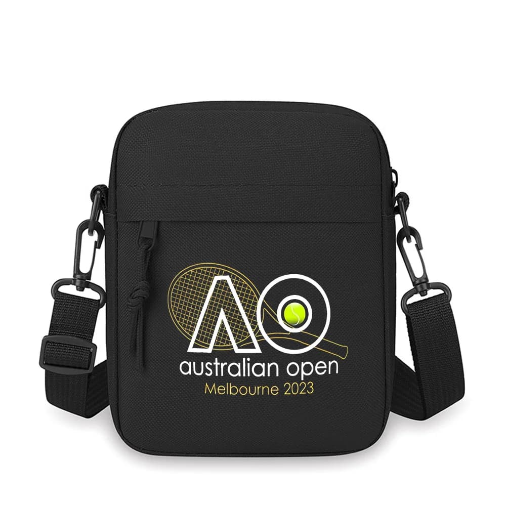AO pallina da tennis logo bianco nero Borsa a tracolla da uomo a spalla singola da donna Cartoon Anime Design di stampa di film unisex