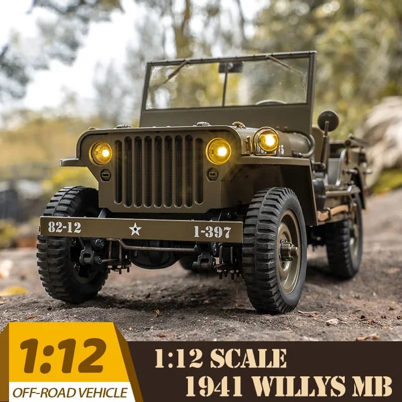 Fms 1:12 1941 Per Willys Mb Scaler Willys Jeep 2.4g 4wd Rtr Crawler Scala di Arrampicata Camion Militare Buggy Rc Modello di Auto Per Adulti Bambini