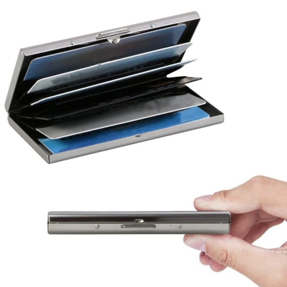 NUOVO Portafoglio in Metallo, Porta Carte di Credito Ultra Sottile in Acciaio Inossidabile con Blocco RFID