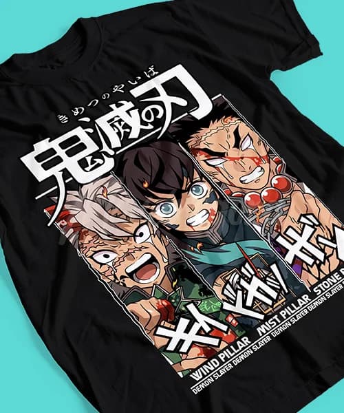 T-shirt per Anime Demon Slayer Muichiro, Gyomei y Sanemi