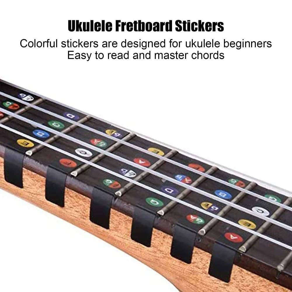 4PCS PVC Material Ukulele Fretboard Stickers Multi-color Ukulele Note Sticker Musical Instrument Accessories For Beginner