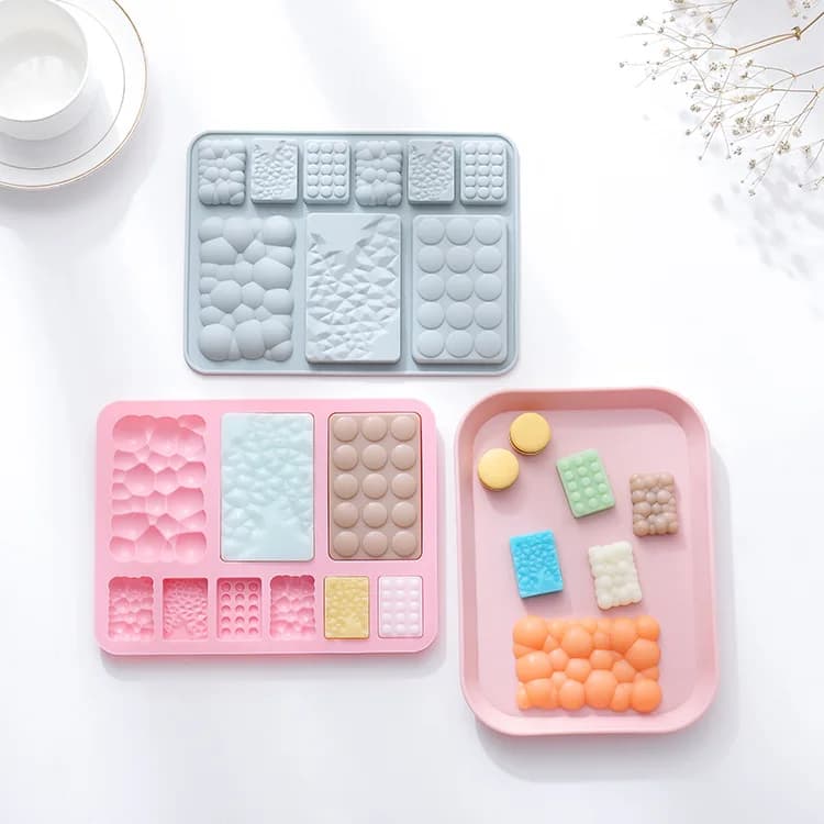 Stampo in silicone per cioccolato, torte, waffle, caramelle e resina epossidica, con 3 forme diverse