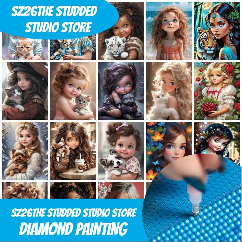 Set di pittura con diamanti per ritratto di ragazza, ricamo con diamanti 5D fai da te, punto croce, regalo fatto a mano, decorazioni per la casa