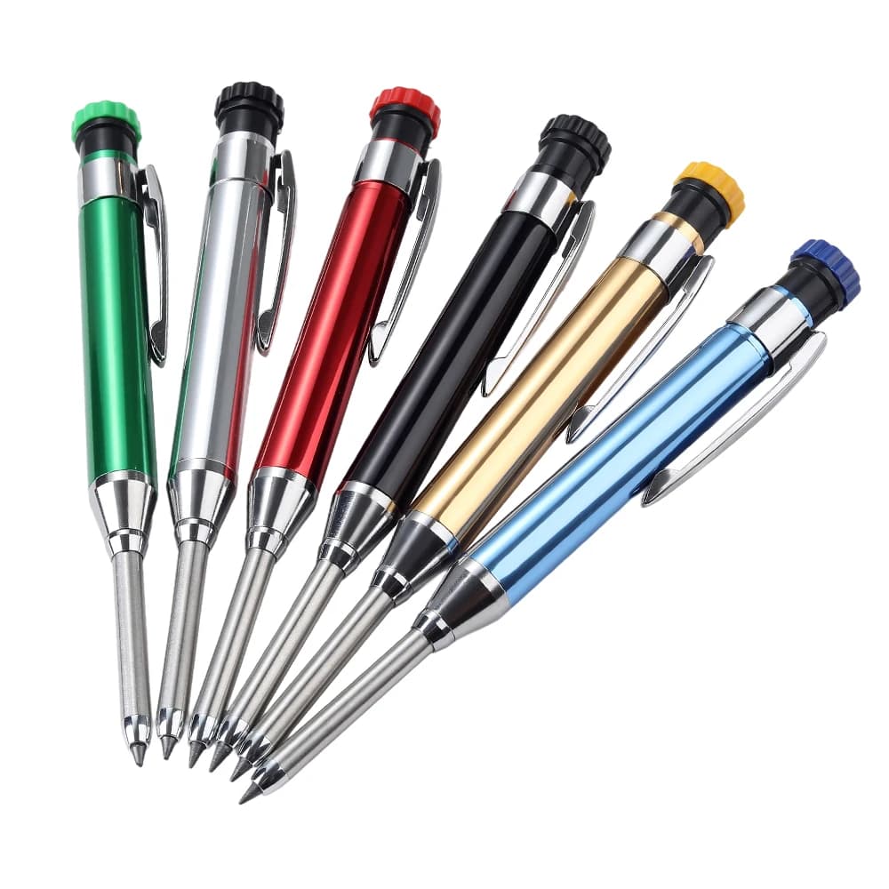 2.8mm Metal Woodworking Mechanical Pencil, 2B Lead with Sharpener, Deep Hole Scriber Marking Tool for Carpenters