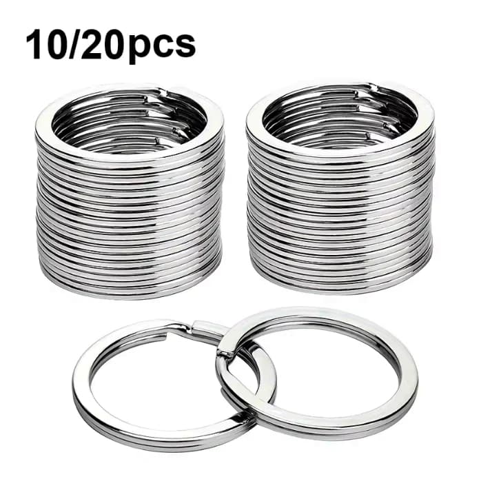 10/20 Pezzi Anelli Portachiavi in Metallo a Doppio Anello 15-50mm, Lisci e Piatti per Creazione Fai-da-Te di Portachiavi, Ciondoli per Auto e Accessori per Gioielli