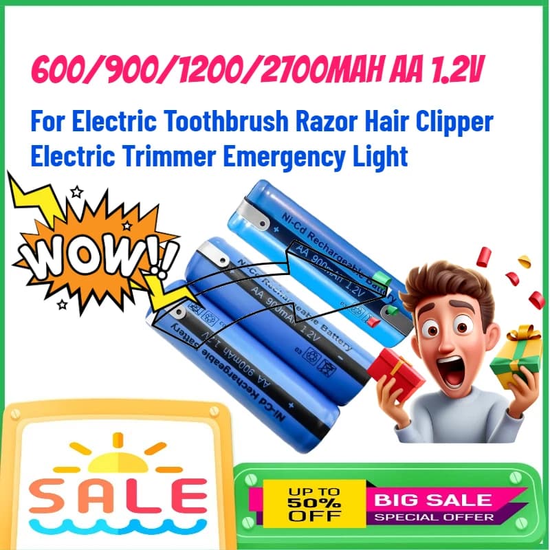 AA 1.2V 600/900/1200/2700mAh Rechargeable Battery for Electric Brush, Razor, Haircut, Electric Trimmer, Emergency Light