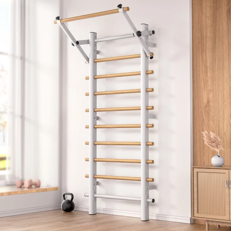 Horizontal wall bar for home use, multifunctional trainer for traction and full training.