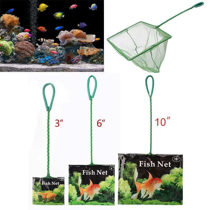 Rete da pesca portatile Manico lungo Accessori per acquari quadrati Guadino per acquario Rete da pesca Oggetti galleggianti per pesci Strumenti per la pulizia