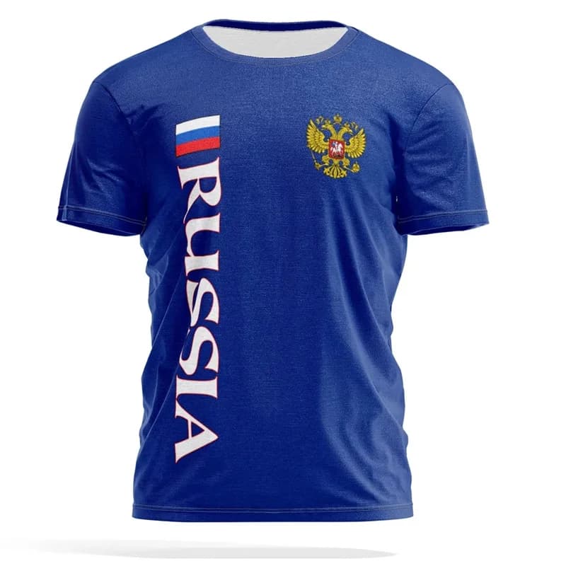 T-shirt con aquila a due teste Russia, da uomo e da donna, con grafica della bandiera russa, per sport all'aperto, fitness, ad asciugatura rapida, uniforme da squadra di calcio
