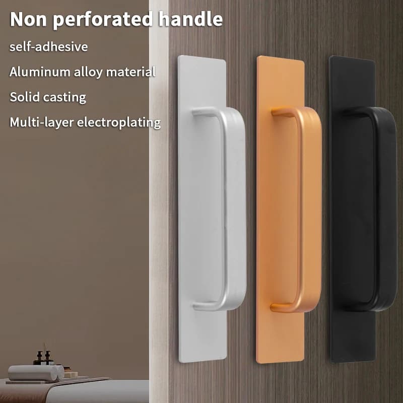 1 Pezzo Maniglia Adesiva Istantanea per Cassetti e Armadietti, Maniglie in Alluminio Autoadesive per Porte, Design Senza Foratura