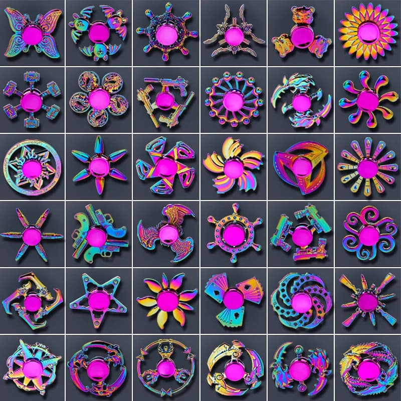 Nuovo metallo arcobaleno sfumatura di colore Fidget Spinner R188 cuscinetto muto EDC mano punta delle dita giroscopio anti-ansia divertimento bambini giocattoli per adulti