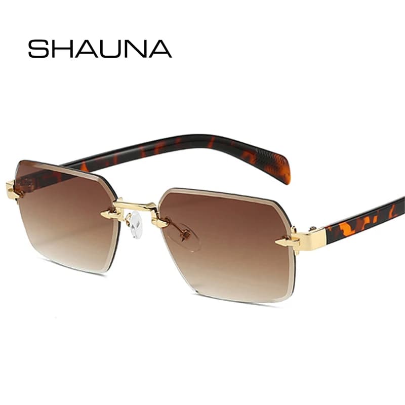 SHAUNA New Square Rimless occhiali da sole donna Fashion Clear Gradient Shades UV400 occhiali da sole Punk da uomo