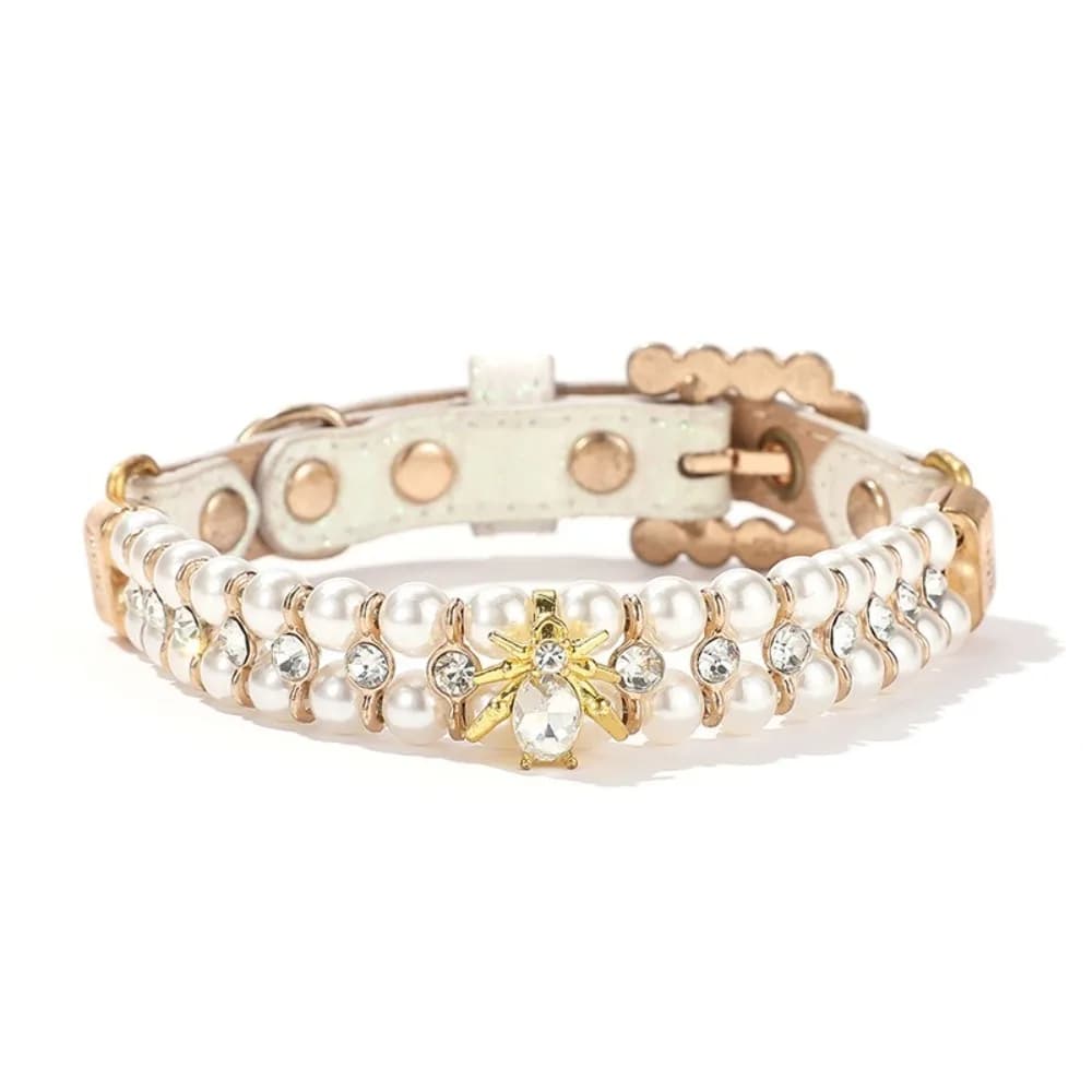 Collari Regolabili con Perle per Cani e Gatti, Collana in PU con Strass, Gioielli di Lusso con Cristalli per Cani di Piccola Taglia e Gattini