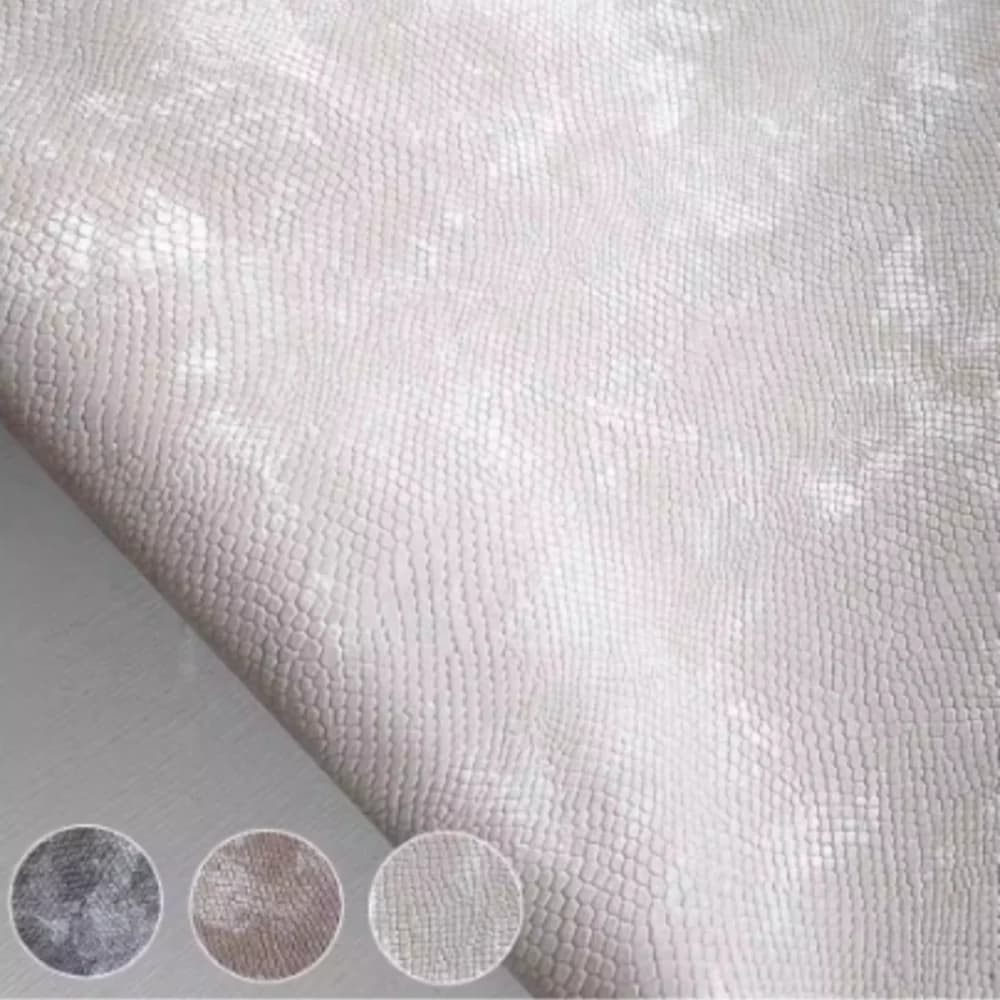 Grey Snake Skin Embossed PU Artificial Leather Fabric Vintage Outerwear Short Skirt Clothing Designer for Diy Sewing Cloth