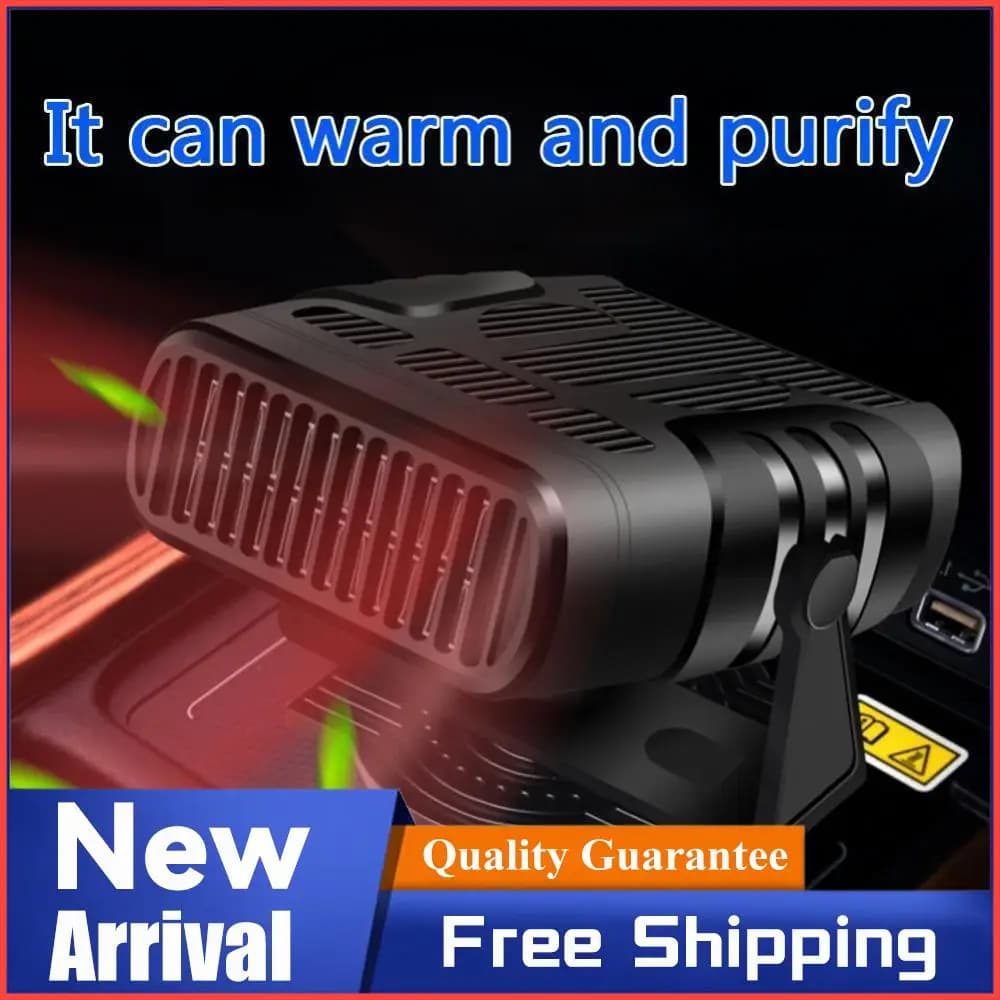 Riscaldatore Portatile per Auto 12V/24V, Ventilatore Elettrico Riscaldante e Raffreddante, Antiappannamento e Sbrinamento