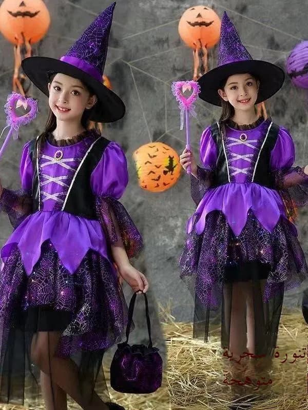Costume da Strega Principessa per Ragazze, Abito per Halloween, Outfit Tradizionale Cinese per Spettacoli Teatrali, Abbigliamento Femminile Primavera 2024