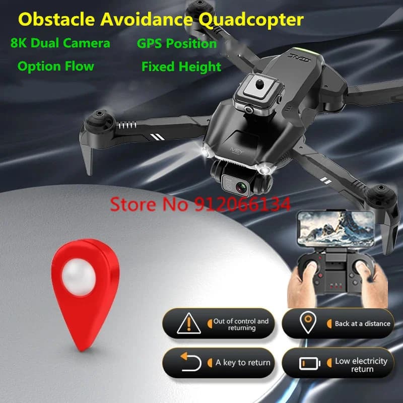 Professionale 8k 3 lati evitamento ostacoli telecomando Quadcopter 3KM GPS posizione di flusso ottico ritorno automatico WIFI FPV RC Drone