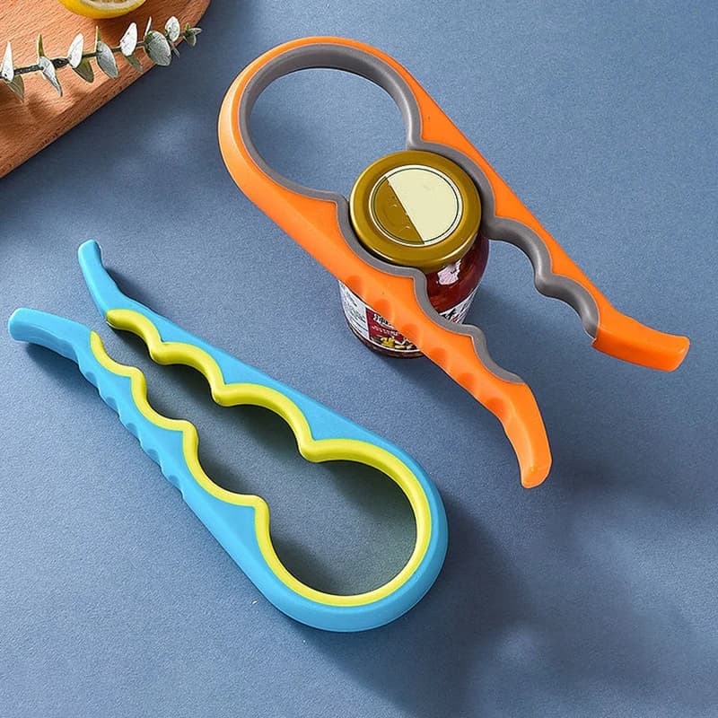 Multifunctional kitchen tool 4 in 1, jar clamp, open lid, can opener, bottle opener, easy to use, essential for the house