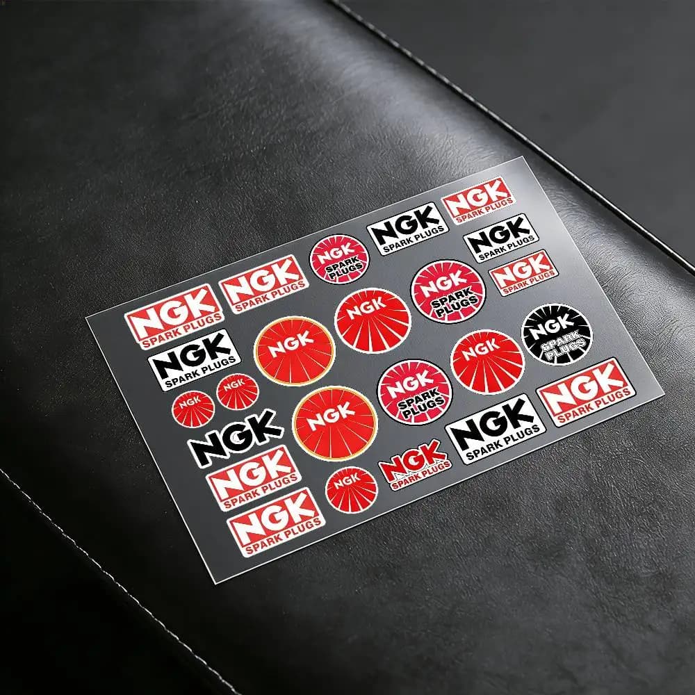 Adesivi Riflettenti Impermeabili con Logo NGK per Moto, Casco, Scooter, Serbatoio Carburante, Cassetta degli Attrezzi, Racing