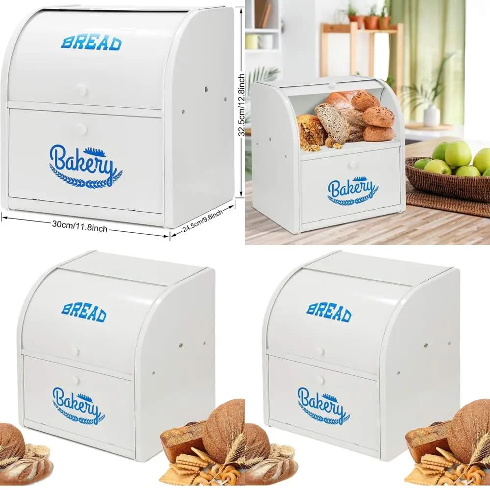 Contenitore per Pane a 2 Strati in Acciaio Inox, Scatola Ermetica da Cucina per Mantenere la Freschezza