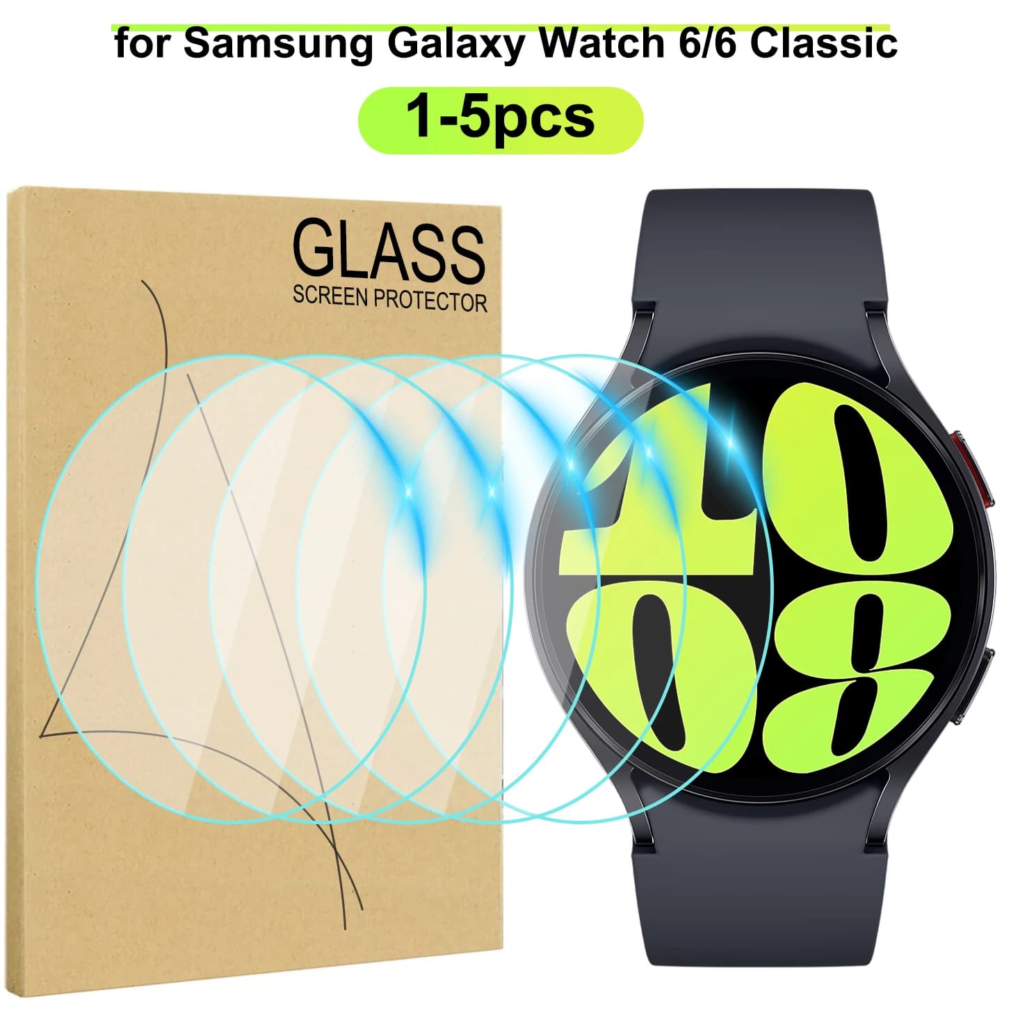 1-5PCS Vetro Temperato per Samsung Galaxy Watch6 Classic 43mm/47mm Pellicola Della Protezione Dello Schermo Temperata Impermeabile per Watch6 40mm/44mm