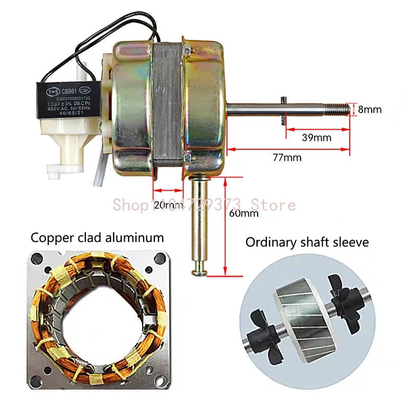 220V 60W Motore del ventilatore elettrico da tavolo Motore del ventilatore telecomandato da parete Motore in rame puro Accessori universali per ventilatore da pavimento