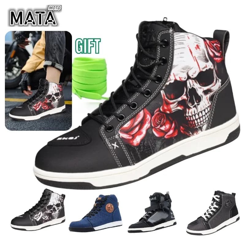 Scarpe Moto Uomo HOT: Stivali Casual con Protezione Anti-collisione Punta e Tallone, Sneakers Sportive per Ciclismo e Motociclismo Outdoor