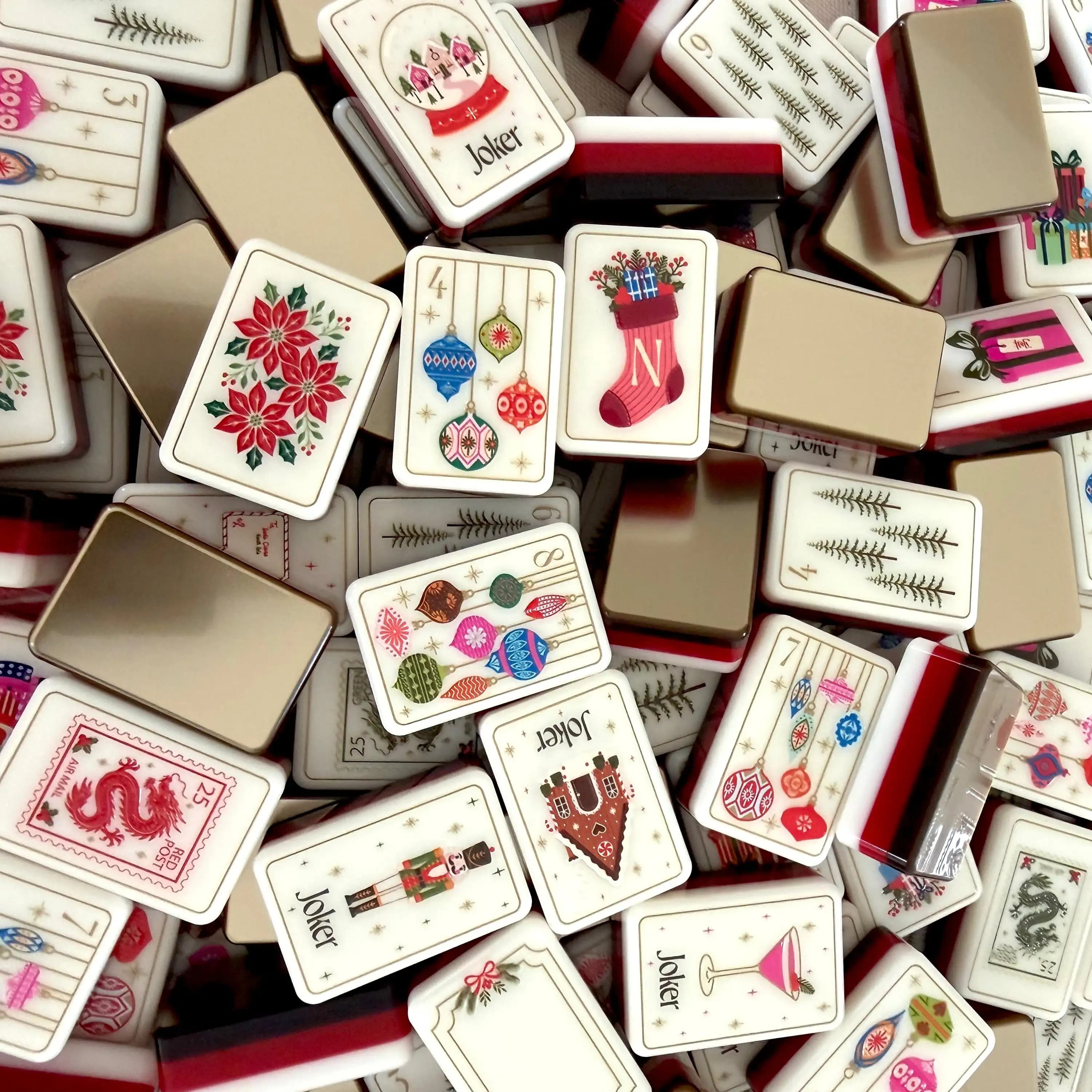 High Quality Luxury Acrylic 160 Pcs 4 Layer American Mahjong Tiles Home for the Holiday Christmas Mahjong Tiles