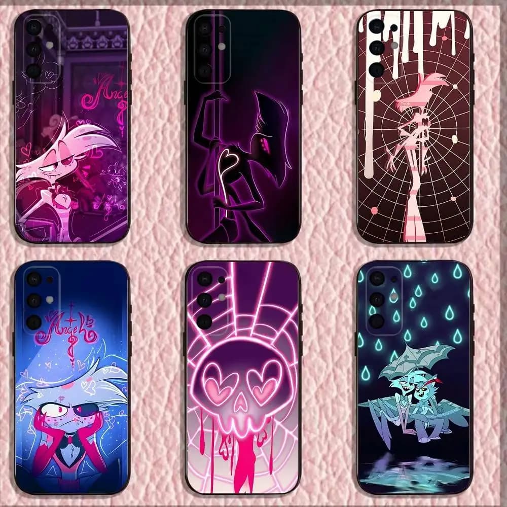 Custodia per telefono HazbinS AngelS Dust per Samsung S25,S24,S21,S22,S23,S30,Ultra,S20,Plus,Fe,Lite,Note,10.9,5G Cover nera