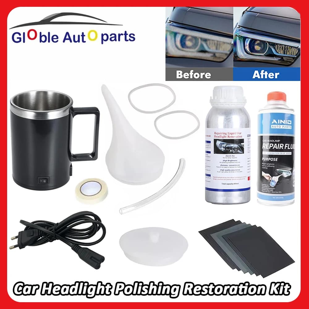 Kit di ristrutturazione fari auto Kit di riparazione polimero liquido Agente lucidante Kit di riparazione lampada di recupero fari auto per rimozione graffi