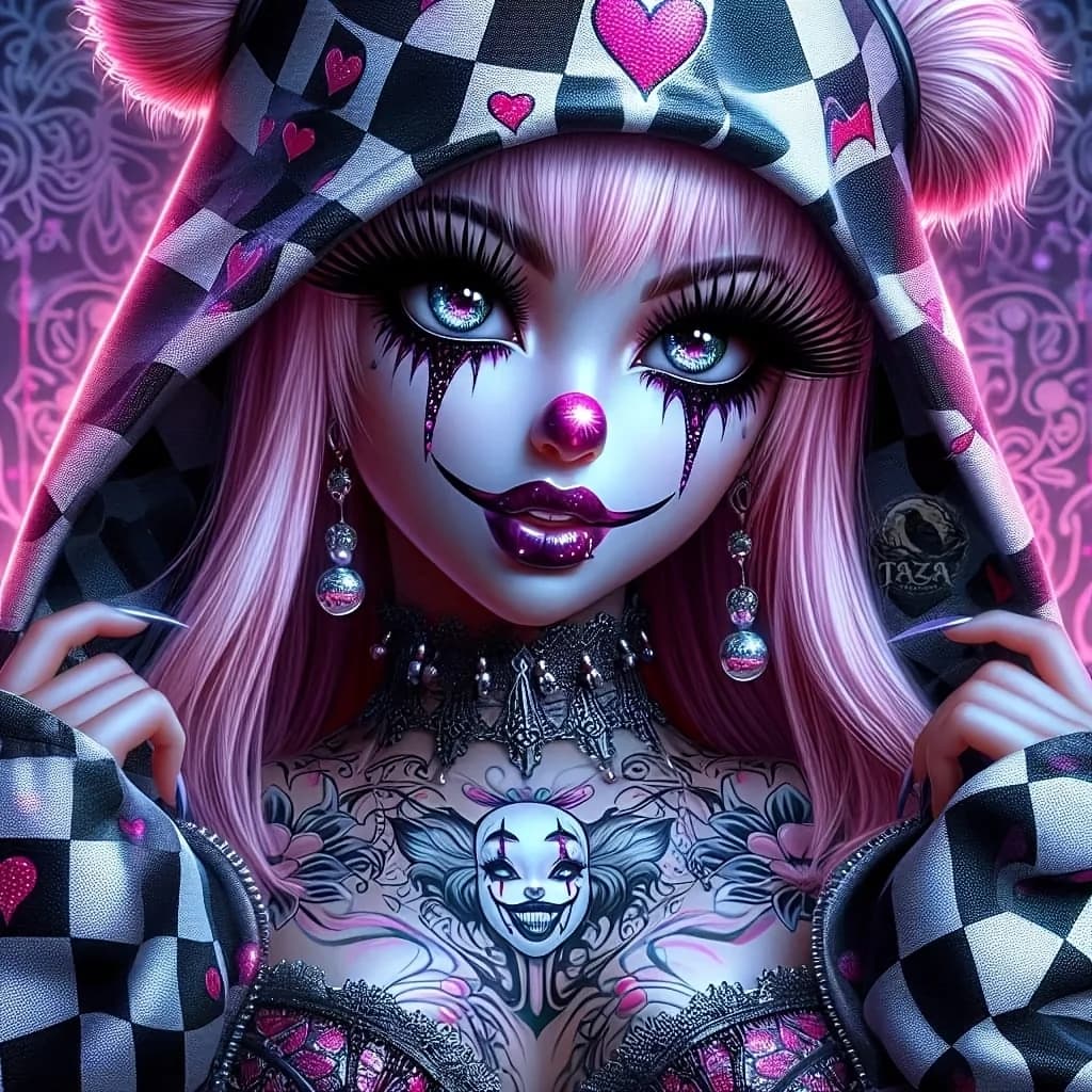 Pink-Haired Dark Clown Girl Pattern Diamond Painting Kits Full Square&Round Mosaic Handmade Art Home Decor DIY New Arrivals