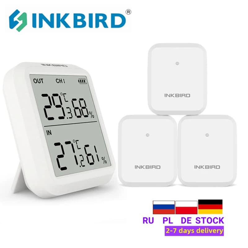INKBIRD ITH 20R Wireless Digital Thermometer and Moisture Monitor Temperature Indicator for Indoor and Outdoor Humidity Meter Room Garage