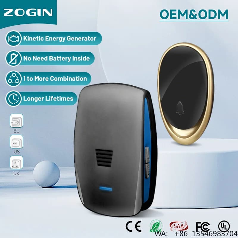 Campanello Wireless Intelligente Senza Batteria per EU, USA, UK, AU, Impermeabile IP44, per Interni, 110-240V, per Casa