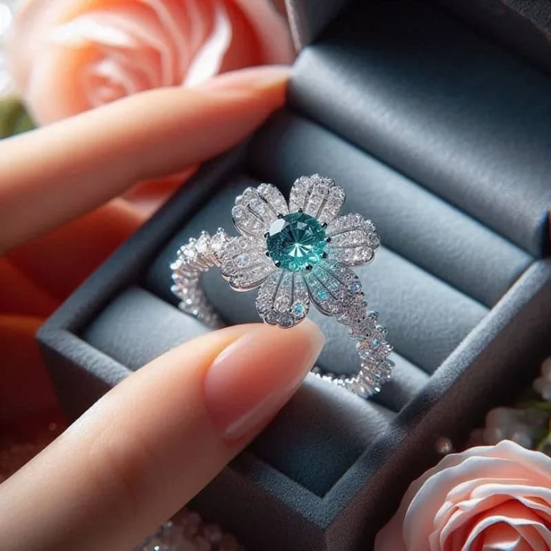 Anello in stile francese di lusso e alta gamma, con zirconi a forma di cuore, stile freddo da donna per Instagram.