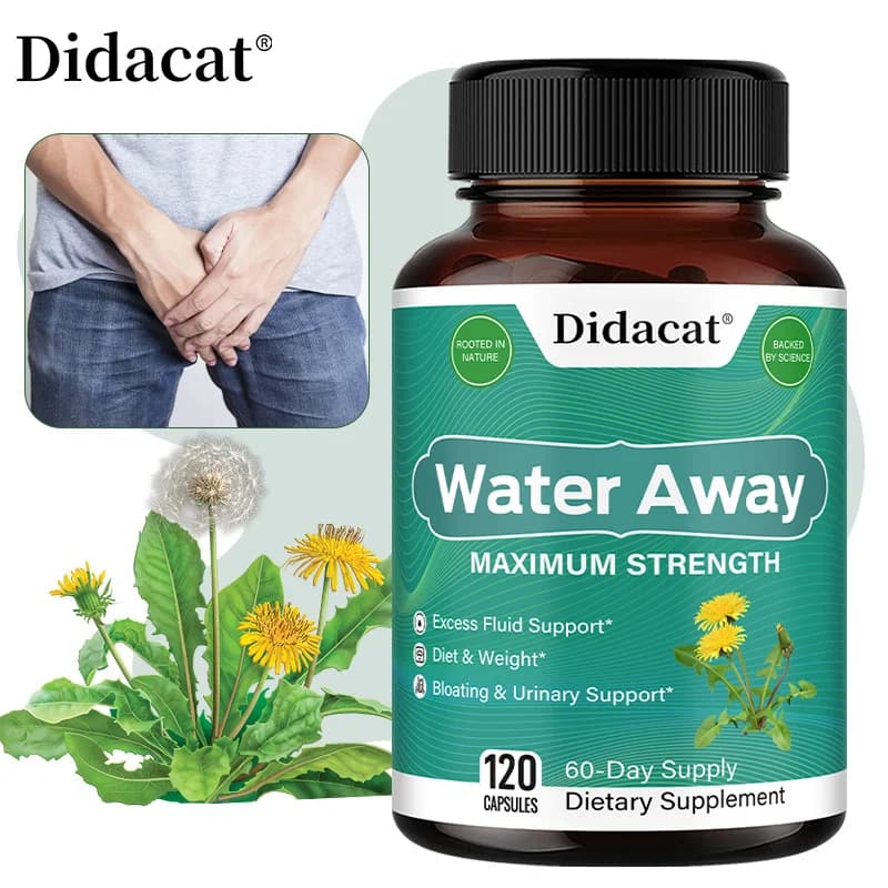High-strength Water Away supplement with tarax leaves extract and antioxidant green tea to relieve swelling for women and men
