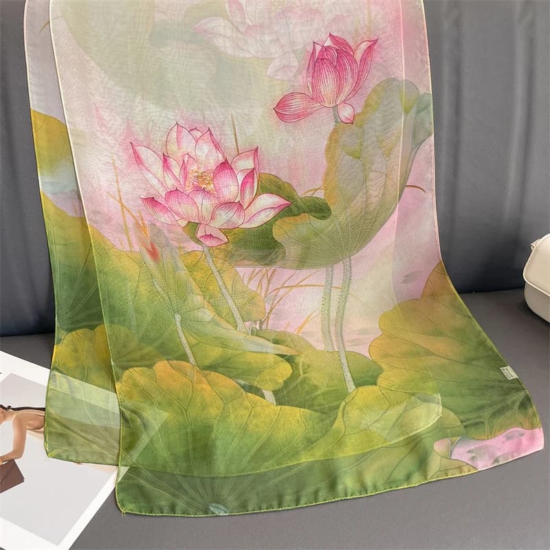 Luxury Brand Women's Beach Scarf Georgette Silk Shawl Design Print Band Feet for Women's Summer Hair Wrap Solar Protection Hijab 2023