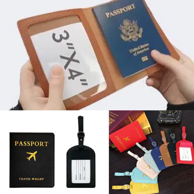 2 pz/set custodia per passaporto e Set di etichette per bagagli porta passaporto da viaggio portafoglio Organizer donna uomo accessori per la conservazione dei viaggi