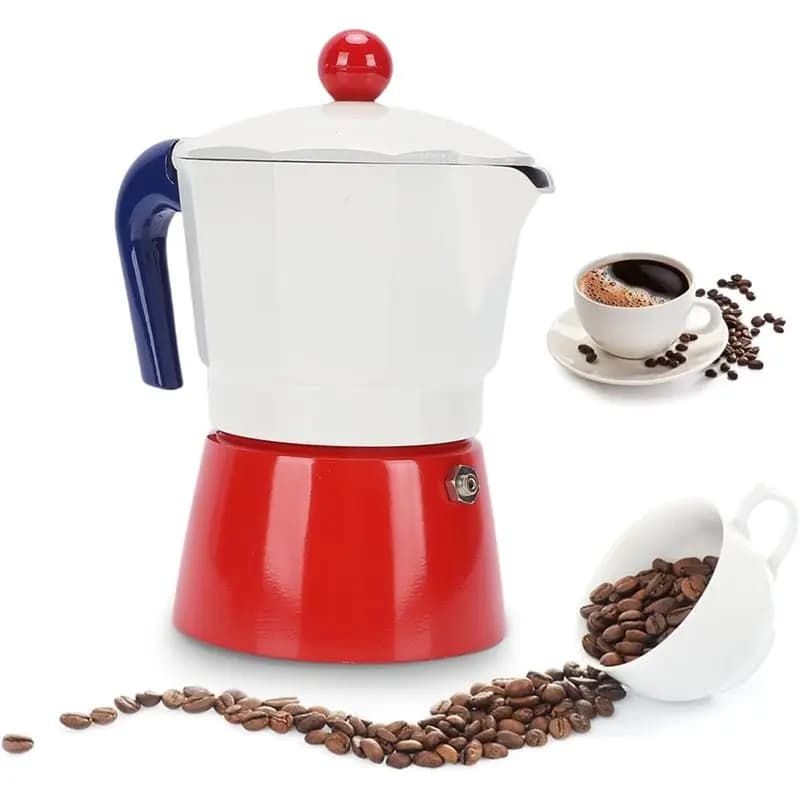 PZHI-Caffettiera in alluminio per campeggio all'aperto e uso domestico, 150 ml, 3 tazze, caffettiera italiana da fornello per espresso
