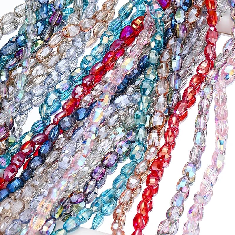 Perline in Vetro Sfaccettato 6x8mm in 10 Colori, Perline Distanziatrici per Creazione di Gioielli Fai-da-Te, Bracciali, Collane, Orecchini, Portachiavi e Artigianato