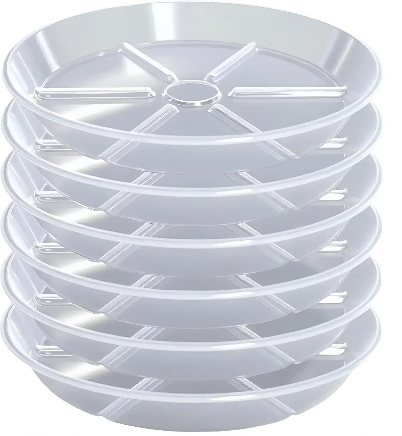 Transparent Plastic Subduits, Pack of 6, Round Trays of 4-12 Poles for Indoor and Exterior Plants
