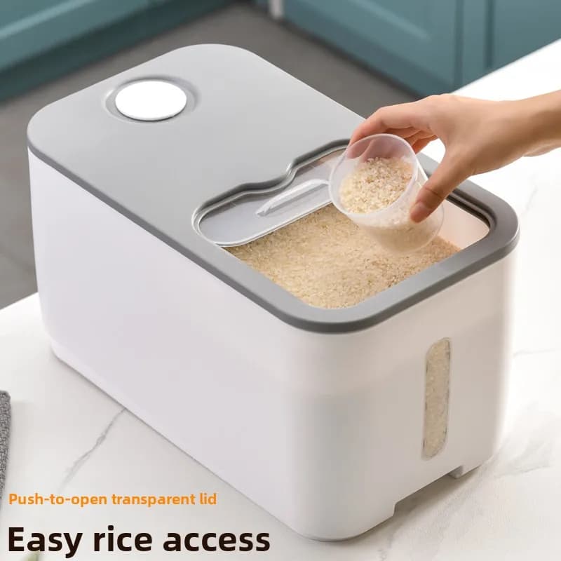 Sealed Pull-Out Kitchen Rice Bucket with Cover for Moisture And Insect Prevention Large Capacity Plastic Storage Container