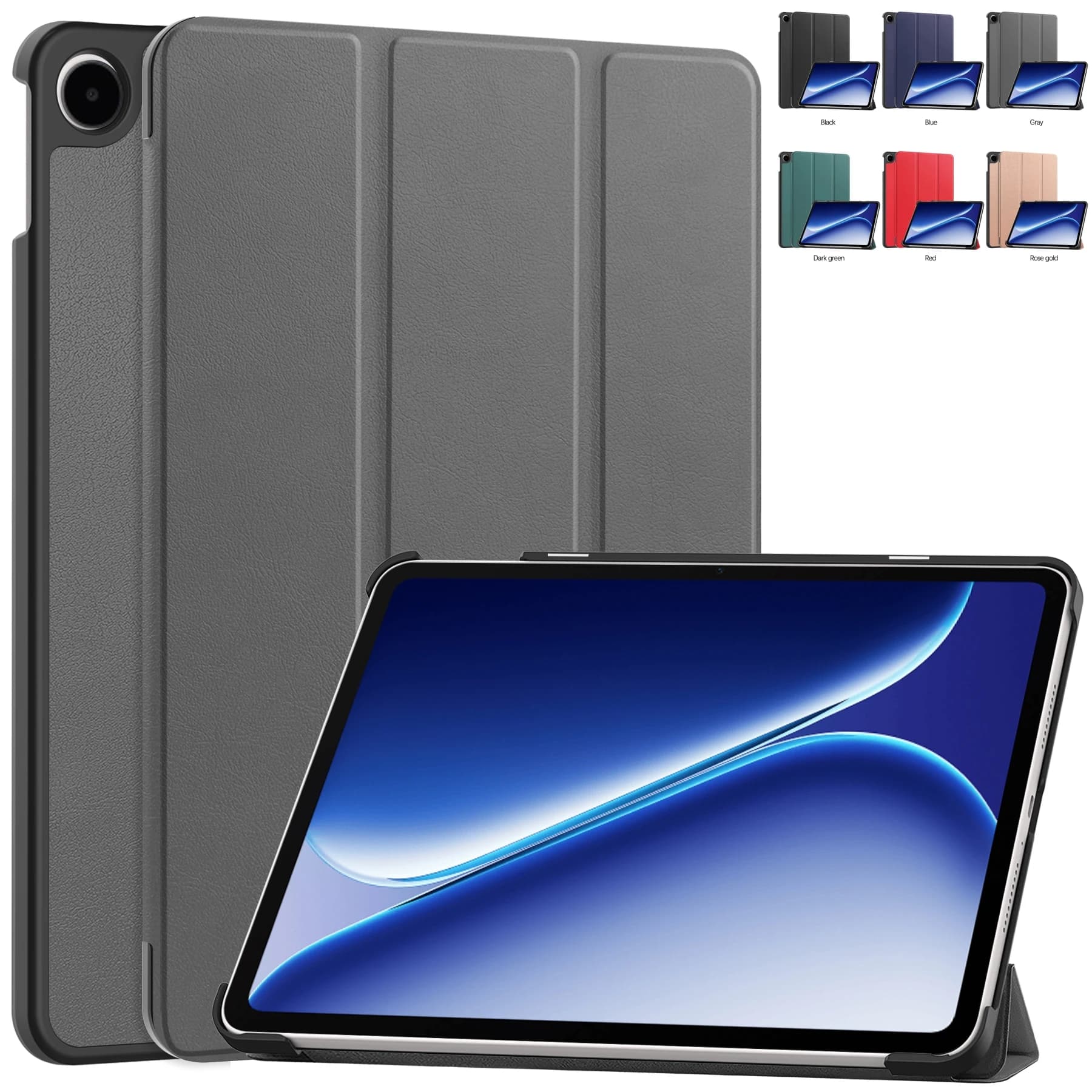 Custodia magnetica a tre ante in pelle con supporto per OnePlus Pad Go 2 12.1 pollici 2025 e OPPO Pad Air 5 12.1 pollici