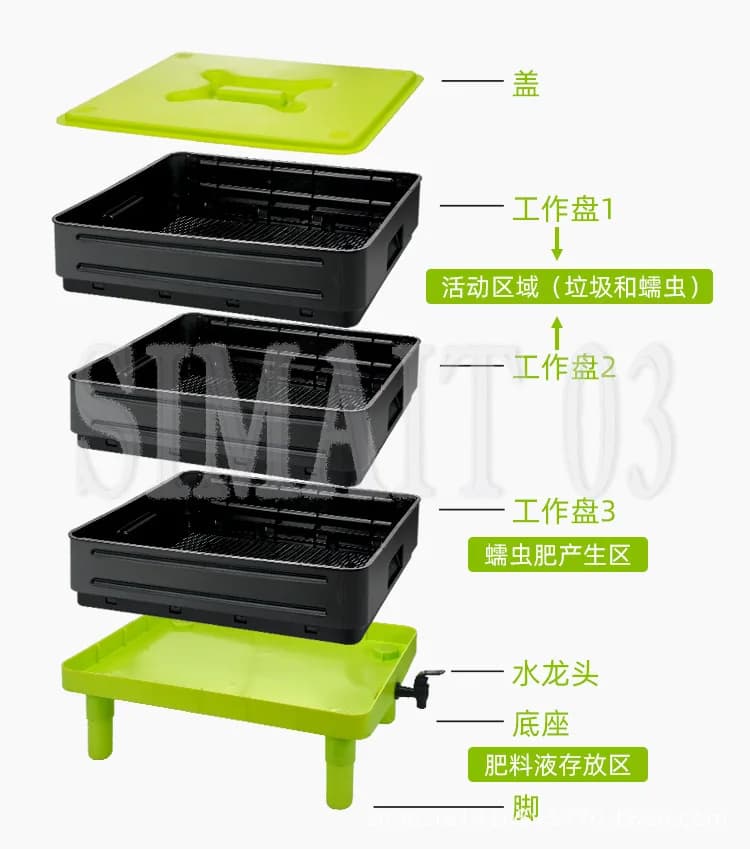 Contenitore per compost transfrontaliero - Compositore da giardino biologico per residui di cucina e fertilizzanti a vite senza fine a casa
