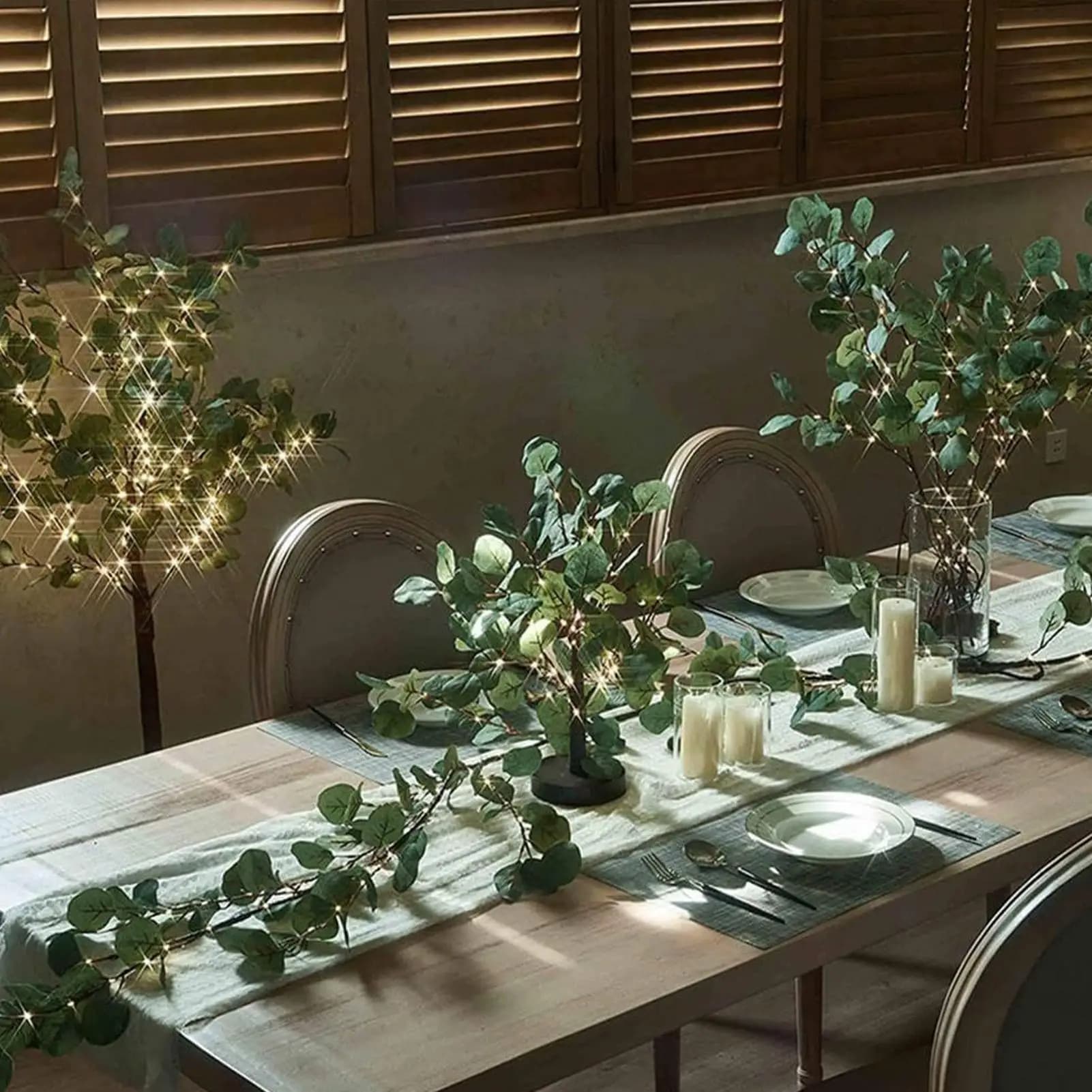 Ghirlanda di vite d'oliva con luce fata da 5,9 piedi Ghirlanda di albero scintillante Decorazione impermeabile 96 LED Pianta finta con timer per dormitorio festivo