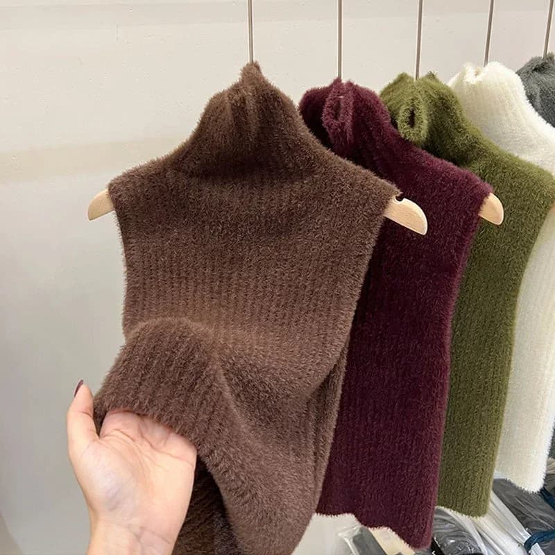 All'ingrosso Mohair dolcevita maglione gilet Base Slim Fit pullover donna 2023 autunno inverno senza maniche corto solido lavorato a maglia Top