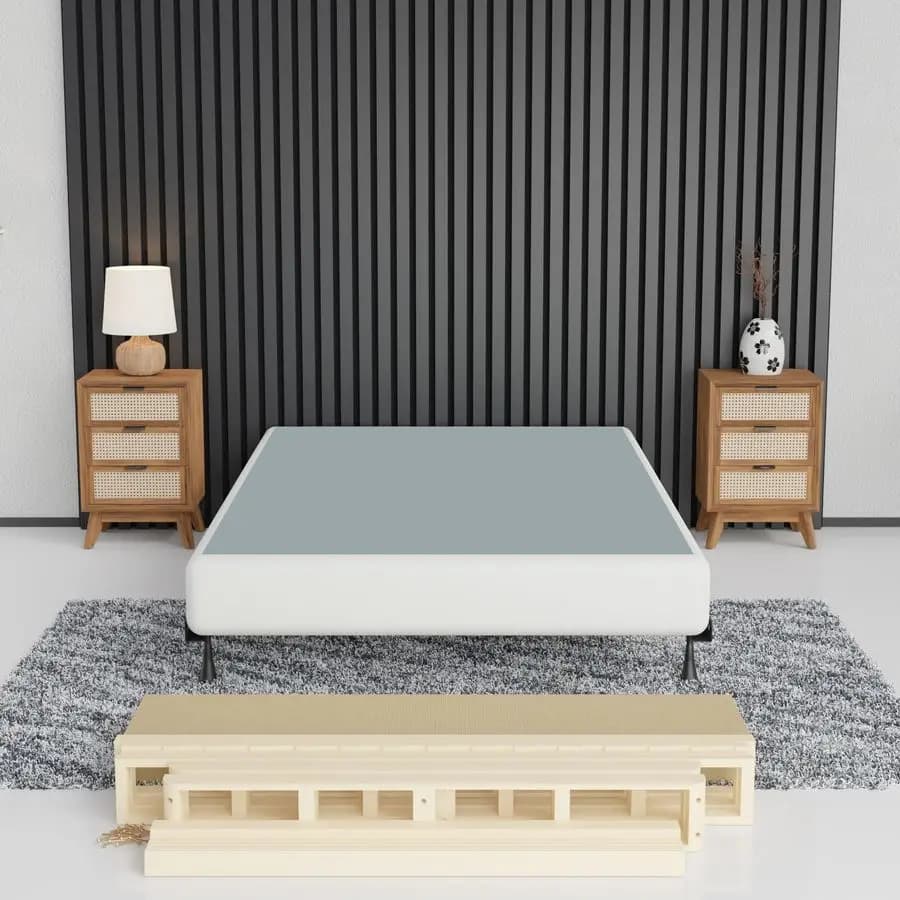 Spool, sturdy 8 inch wooden springs for mattress support Durable natural wood foundation and easy to mount for complete, white