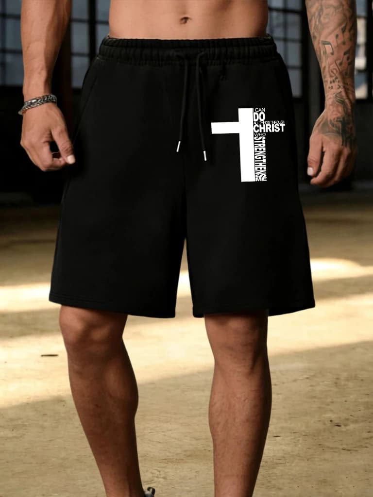 Christ Has Made Me Invincible Pantaloncini estivi semplici stampati da uomo Hip Hop S-2XL Pantaloncini sportivi comodi per giovani