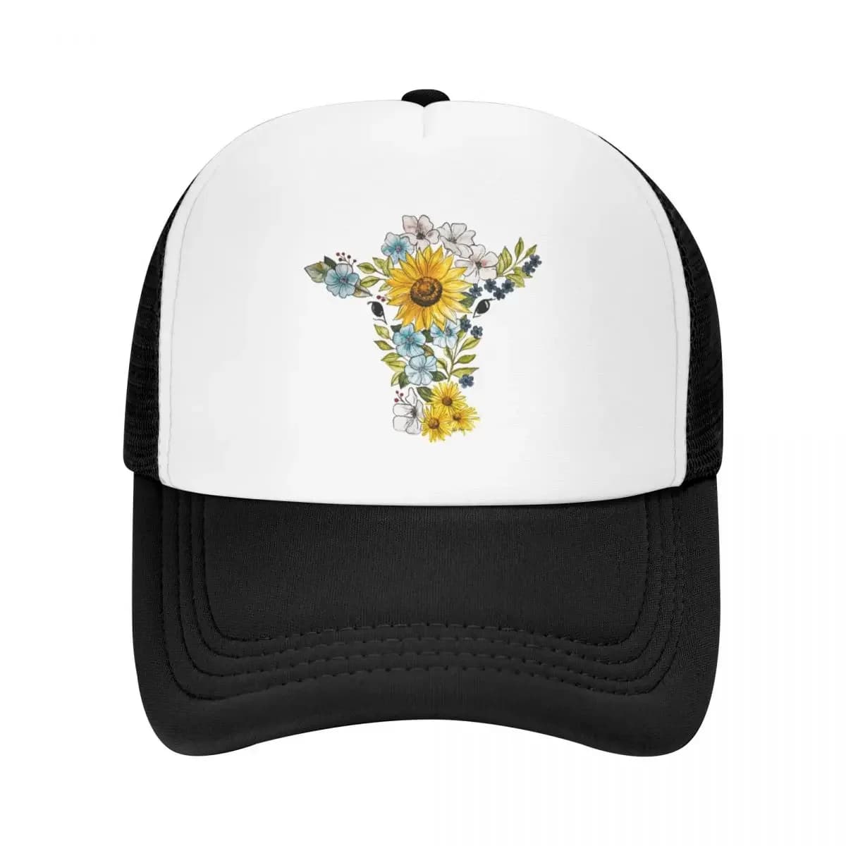 Borsa da spiaggia per berretto da baseball con mucca girasole Nuovo cappello per bambini Cappello da baseball per uomo e donna